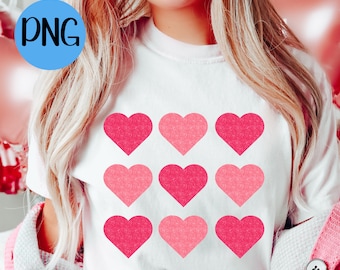 Glitter Pink Hearts Png Valentine&#39;s Day Png Valentines Sublimation Png Valentines Shirt Design Digital Download Sparkly Faux Glitter