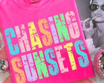 Chasing Sunsets Png, Beach png, Retro Summer png, Retro png, Summer png, Trendy png, Sublimation Designs, Summer T Shirt Png Design