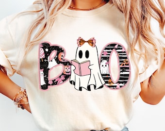 Boo png, schattig spook png, trendy halloween png, spookseizoen png, herfstpompoen, Halloweenstrik png, Halloween-coquetteshirtontwerp