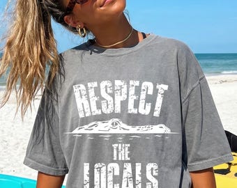 Alligator Gator PNG, Summer Gator PNG, Respect the Locals png, Florida Shirt png, Retro Summer Shirt Design, Trendy Summer Shirt
