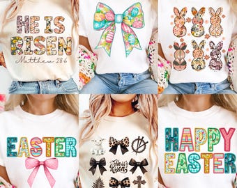 Easter Png Bundle, Easter Day Png Bundle, Retro Easter Bunny Sublimation, Easter Png,happy Easter Png, Coquette Easter Png, He is Risen