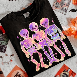 Halloween Skeletons Png Dancing Skeletons, Retro Skeleton Clipart, Spooky Season Shirt Design, Halloween Sublimation Png, Halloween Shirt