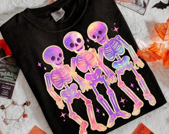 Halloween Skeletons Png Dancing Skeletons, Retro Skeleton Clipart, Spooky Season Shirt Design, Halloween Sublimation Png, Halloween Shirt