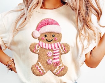 Pan de jengibre navideño PNG, Navidad PNG, Pan de jengibre PNG, Lazo navideño PNG, Navidad rosa PNG, Navidad retro PNG, Galleta PNG,