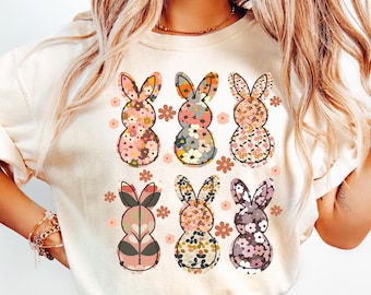 Easter Bunny PNG Floral Boho Bunnies png, Easter Bunny png, Retro Easter png, Cute Coquette Easter sublimation, Spring Floral