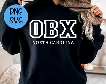 May include: Black hooded sweatshirt with white text that reads "OBX NORTH CAROLINA".