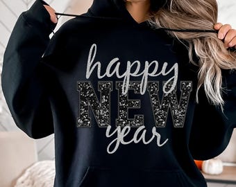 Happy New Year PNG | Holidays, New Year, Sequins, Glitter | Instant Sublimation Download | Digital Shirt Design