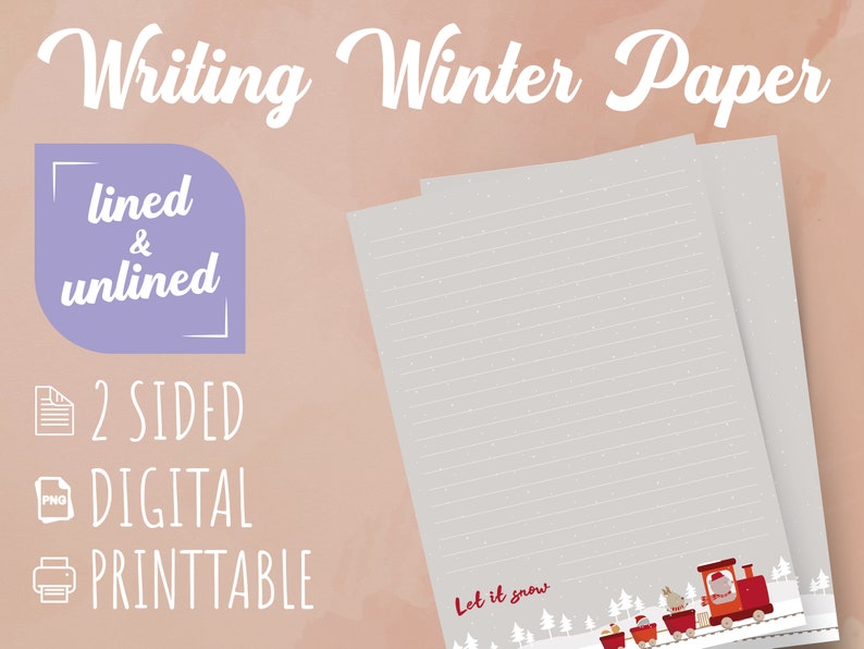 Winter Writing Paper Printable Letter Paper Instant Download Etsy