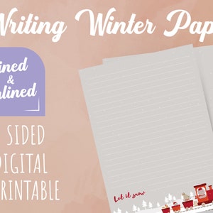 Winter Writing Paper Printable Letter Paper Instant Download PenPal Note paper Letter Writing Letter Stationery Christmas Writing Paper