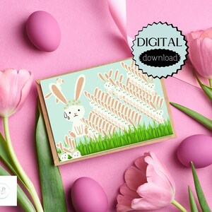 Druckbare Osterkarte Instant Download 7 x 5 inch Karten zu Ostern, Osterhasenkarte zum Downloaden, lustige Osterkarten, einzigartige Osterkarte