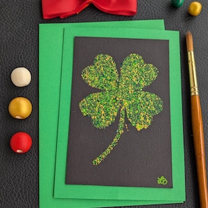Carte porte-bonheur moderne, Carte porte-bonheur pour examens, Carte porte-bonheur pour nouvel emploi, Carte porte-bonheur pour nouvelle maison, Carte noir vert or