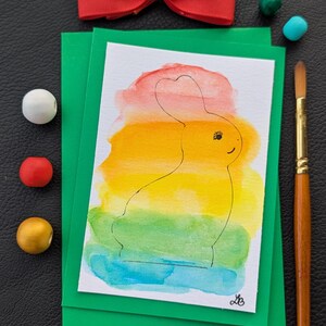 Carte de Pâques moderne, carte de Pâques faite main avec motif abstrait lapin
