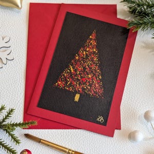Elegante biglietto di Natale, biglietto di auguri, biglietto festivo, biglietto di auguri nero e rosso
