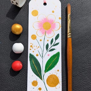 Hand Painted Floral Bookmark: Original Acrylic Painting