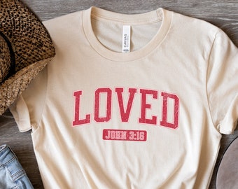 Camicie cristiane, T-shirt amata di Giovanni 3:16, camicie girocollo di Gesù, maglietta Faith, regalo religioso, camicia con versetti della Bibbia, regalo per donna cristiana