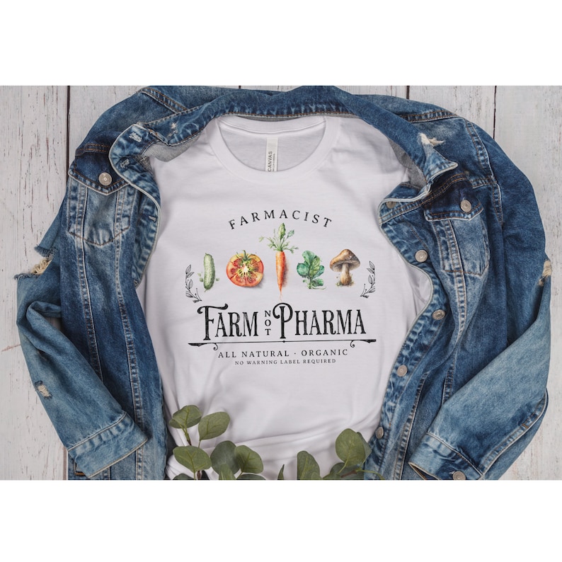Veggie Shirt, Gardening Shirt, Farm not Pharma Shirt, Farmacist Shirt, Vegetable Shirt, Farmer T Shirt, Gift For Gardener, Botanical Shirt. image 3