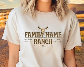 Custom Family Name Ranch / Farm Shirts, Personalized Ranch Life Gift for Farmer, Cow /Cattle T-Shirt, Country Western Southern Shirt, Unisex