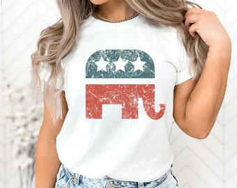 Republican Elephant Shirt,  Conservative,  Vintage Design,  Graphic Tee, Trump 2024, Red White and Blue TShirt, Unisex Graphic Tee