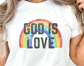 God is Love Shirt.  Christian Tee.  Noah&#39;s Ark Shirt.  Christian Rainbow T.  Christian Graphic T. Take Back Our Rainbow.  Promise not Pride