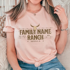 Custom Family Name Ranch / Farm Shirts, Personalized Ranch Life Gift for Farmer, Cow /Cattle T-Shirt, Country Western Southern Shirt, Unisex