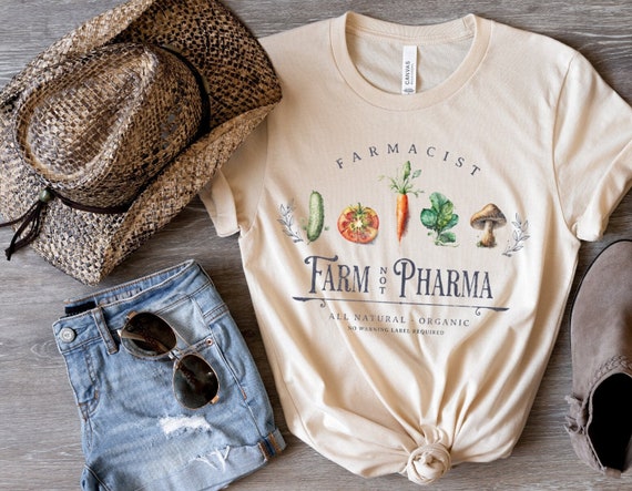 Veggie Shirt, Gardening Shirt, Farm not Pharma Shirt, Farmacist Shirt, Vegetable Shirt, Farmer T Shirt, Gift For Gardener, Botanical Shirt.