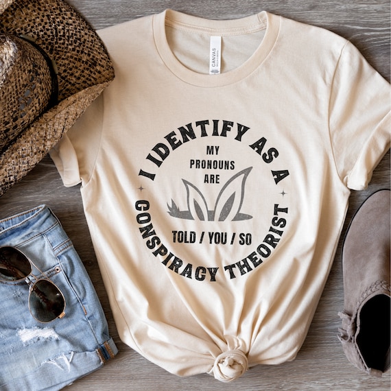 T-shirt Humoristique 'Théoricien Du Complot' - Multicolore, Taille Regular, Style Vintage