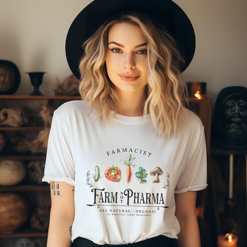 Veggie Shirt, Gardening Shirt, Farm not Pharma Shirt, Farmacist Shirt, Vegetable Shirt, Farmer T Shirt, Gift For Gardener, Botanical Shirt. image 5