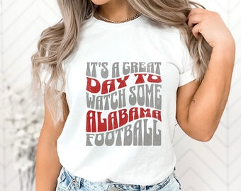 Koszulka piłkarska Alabama Retro, Koszulka piłkarska Alabama damska, Ładna koszulka Alabama, Dzień gry w Alabamie, T-shirt z grafiką Roll Tide, Koszulka z okazji dnia gry