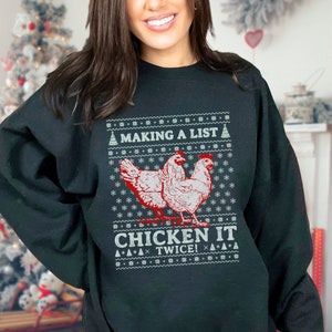 Ugly Christmas Sweater, Chicken Sweatshirt for Women, Funny Chicken Shirt, Farm Christmas Shirt, Funny Animals Christmas Sweatshirt, Farmer