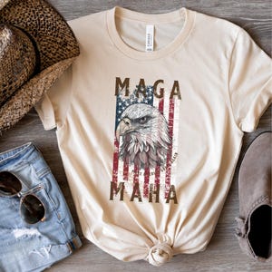 Republican MAGA / MAHA  Unisex T-Shirt, Patriotic Bald Eagle American Flag Tee, Make America Great Again Shirt, Political Apparel, Trump