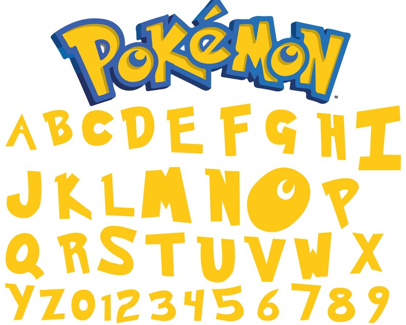 Pokemon Font Svg Pokemon Alphabet Svg Files Layered SVG Etsy