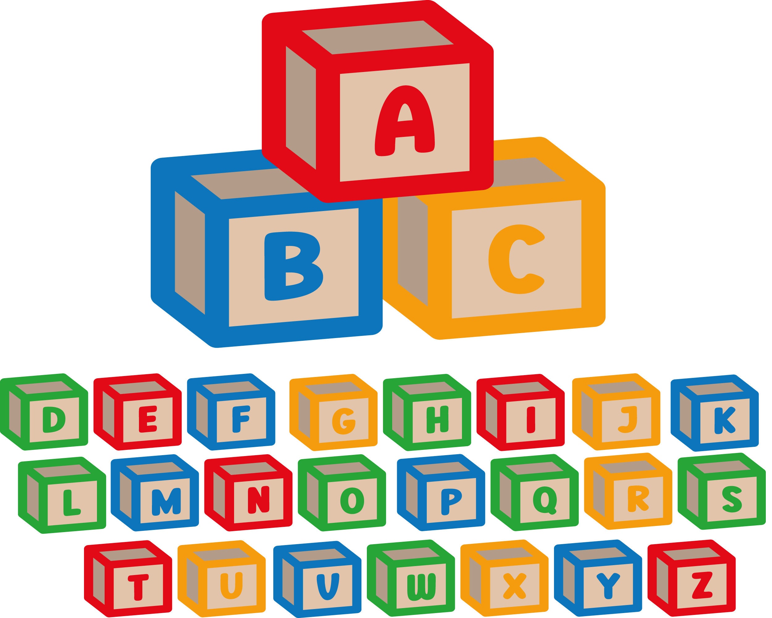 Alphabet Blocks Svg, Numbers Blocks Svg, Building Blocks, Baby Blocks,  Letter Blocks. Vector Cut file Cricut, Silhouette, Pdf Png Eps Dxf.