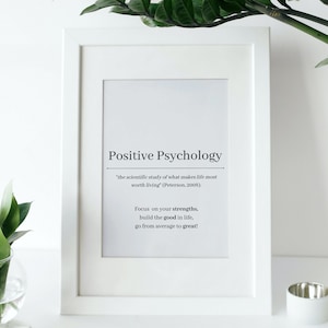 Positive Psychology definition Print |Psychologist office wall art| Psychology graduation Gift| therapy office décor | Positive Psychology