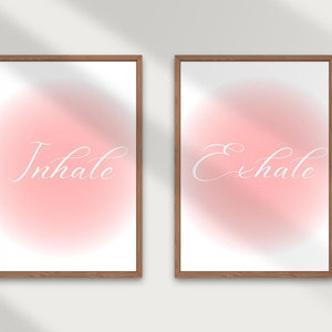 Inhale Exhale wall art| set of 2 printables| Bedroom posters| Yoga wall décor| mental health poster | meditation wall art | breath work |