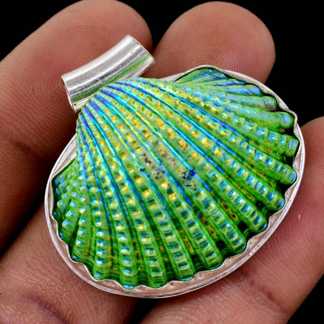 Sea Shell Sterling Silver Pendant Sea Shell Gemstone Jewelry Sea Shell
