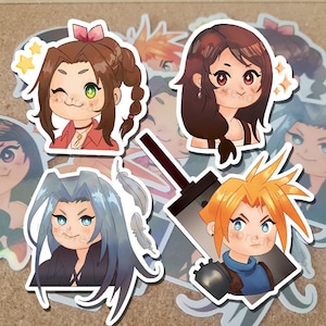 Final Fantasy VII - Sephiroth-, Cloud-, Aerith- en Tifa-stickers