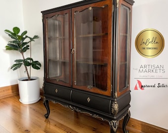 SOLD - Vintage French Queen Anne Display Cabinet