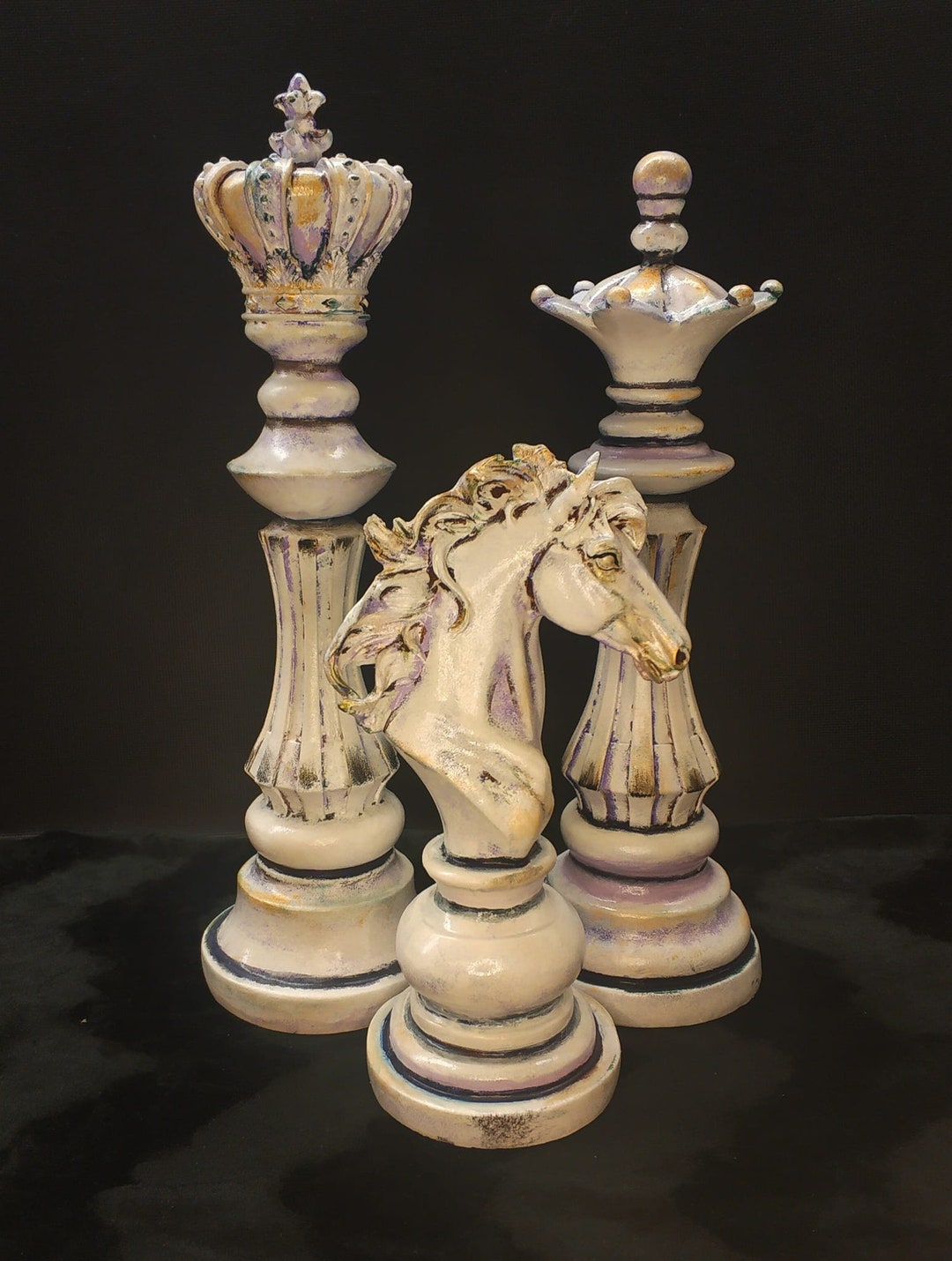 Vintage Looking Chess Set Statue, Chess Gift for Her, Decorative ...