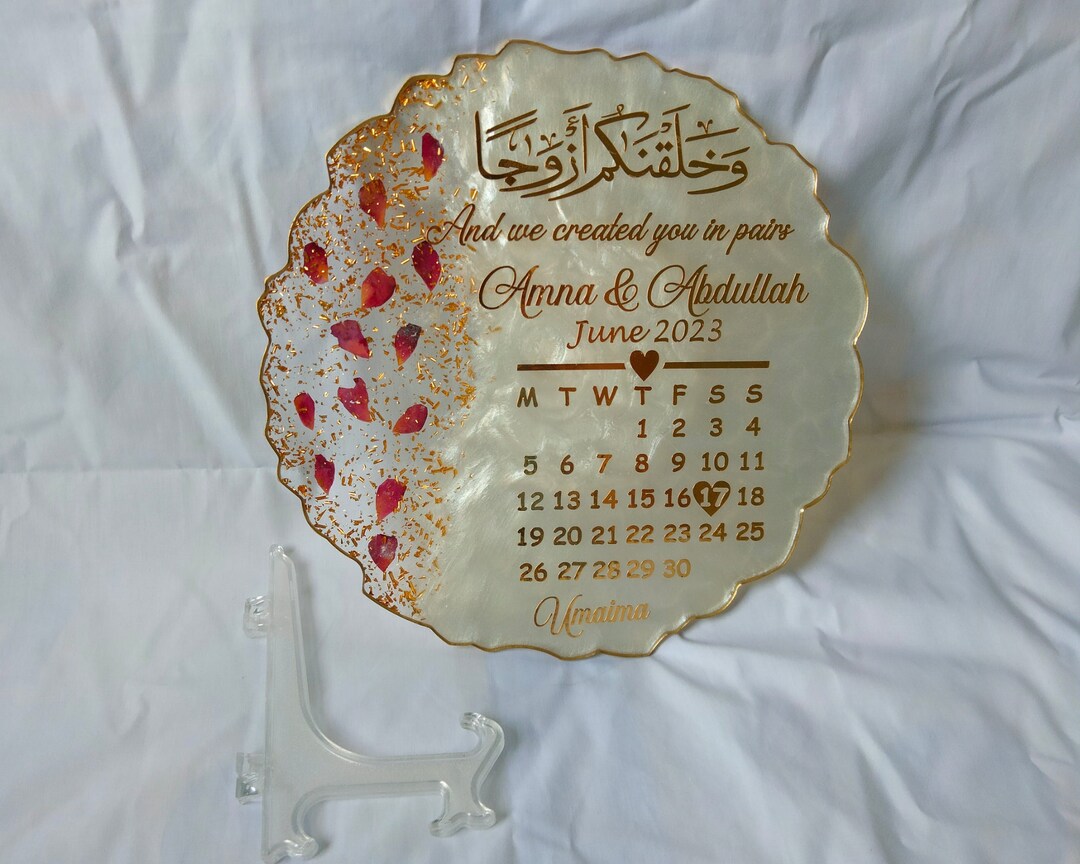 Resin Calendar Plaque Nikkah Plate Nikkah Frame Nikkah Tray Wedding