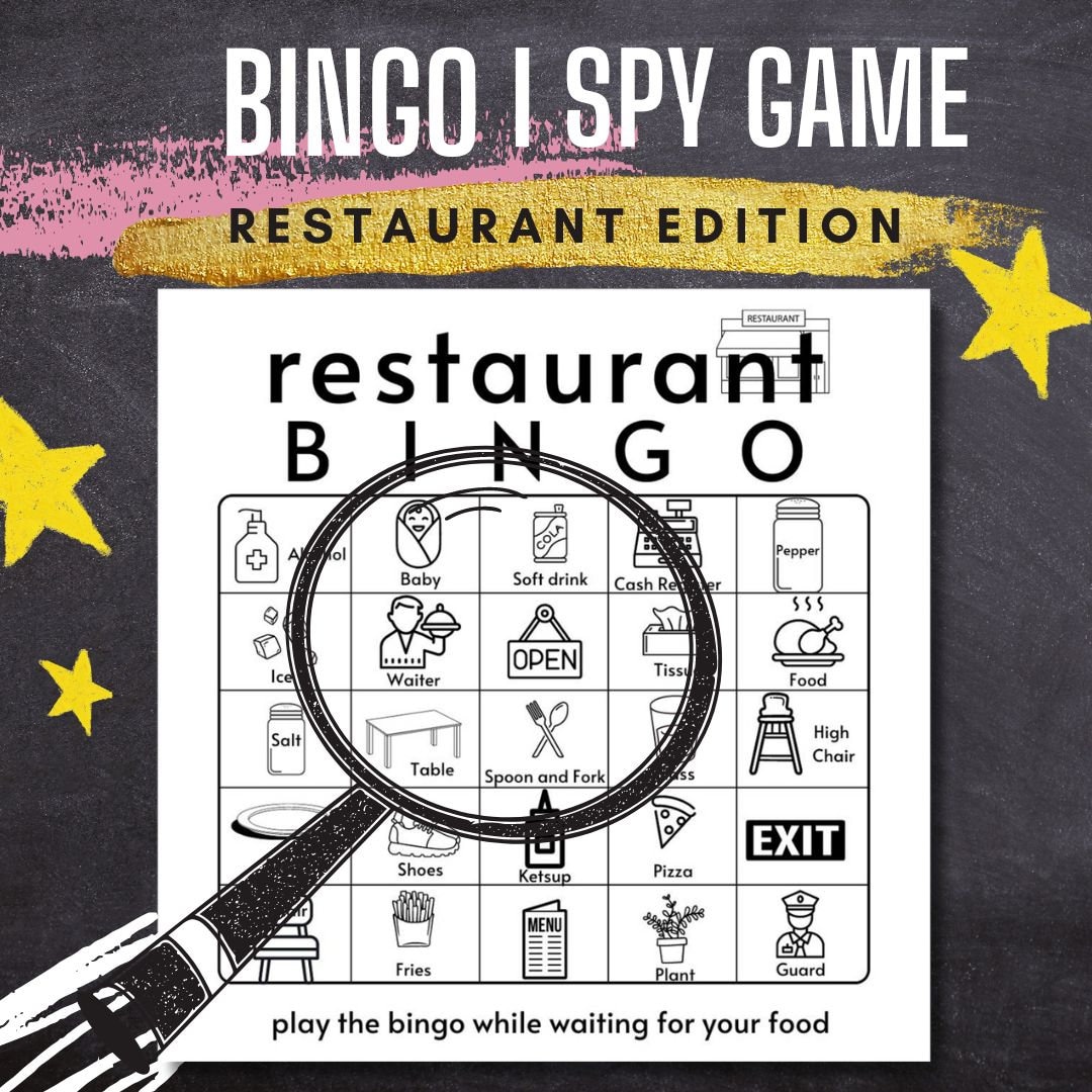 Printable Bingo Restaurant for Kids - Etsy