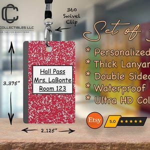 Personalized Teacher Hall Pass Set: Custom Classroom Decor