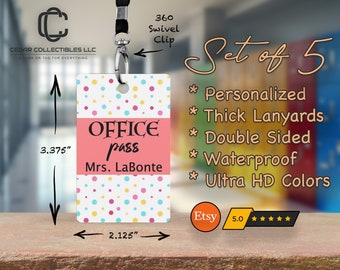 Personalized Student Hall Pass Set: Acrylic School Passes with Lanyards