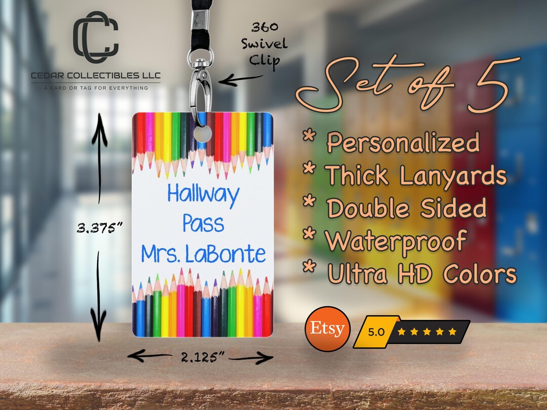 Personalized Teacher Hall Pass Set: Custom Classroom Decor - Etsy