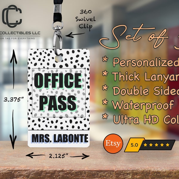 Set of 5 BOHO Vibes Theme Classroom Hall Passes for Teachers, Personalized Teacher Pass Student Restroom #705