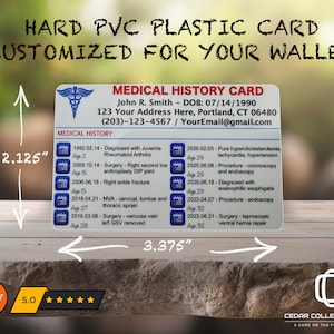 Custom Medical History PVC Wallet Card