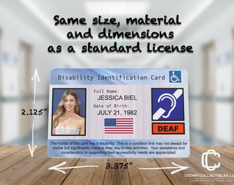 Custom Medical ID Card PVC | Personalized Disability Alert Emergency Info #2002