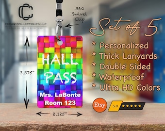 Personalized Teacher Hall Pass Set: Custom Classroom Decor