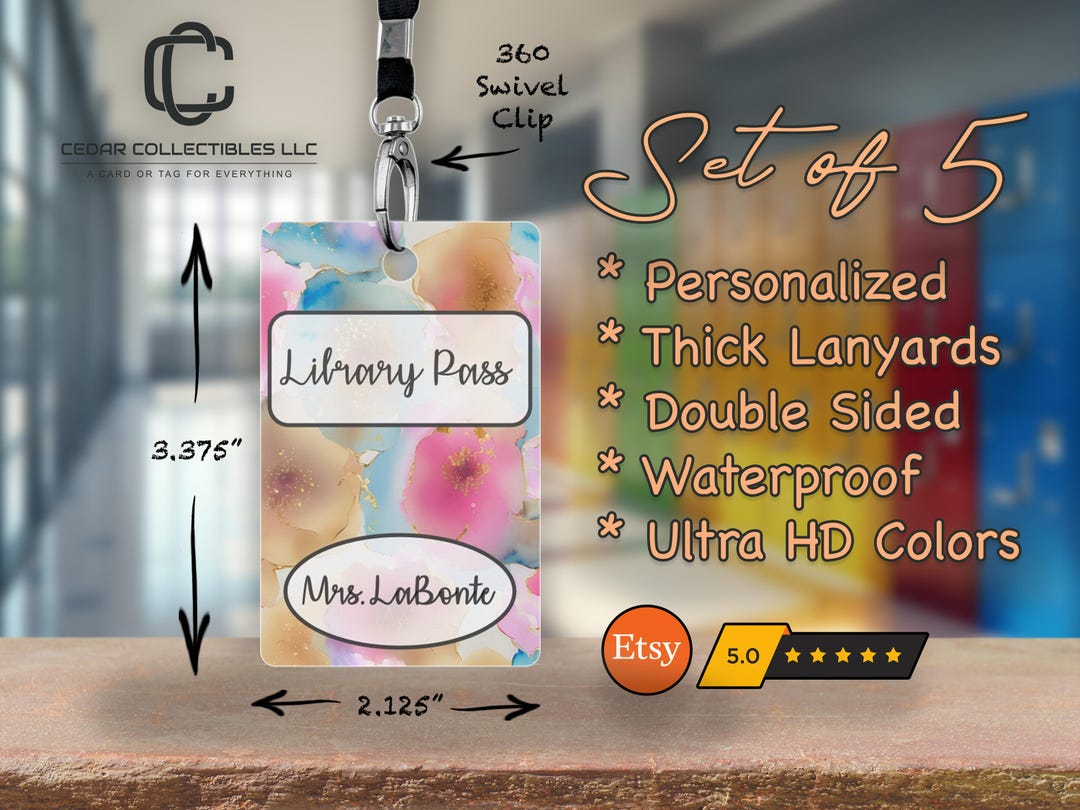 Personalized Floral Hall Pass Set: Custom Teacher Classroom Decor - Etsy