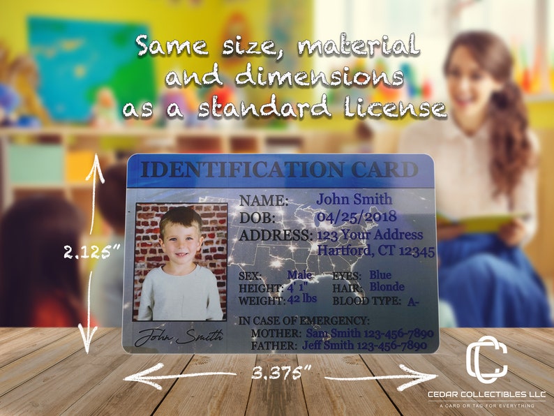 Custom ID Badge Child Identification Card License Variation Child ID