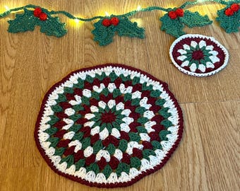 Festive Coaster and Placemat Crochet Pattern | Quick and Easy Christmas Gift Project